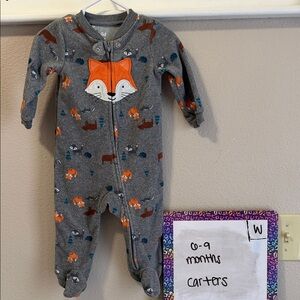 Carter's Gray Footie with Orange Fox Design